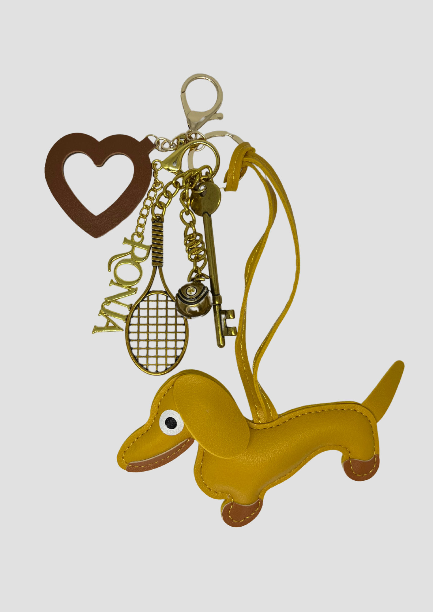 Golden Spring bag charm – soft pink and gold charm with heart and bag detail for spring style
